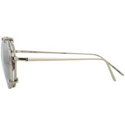Linda Farrow - 646 C2 Oval Sunglasses - White Gold - Eyewear - Avvenice