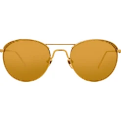 Linda Farrow - 623 C1 Oval Sunglasses - Yellow Gold - Eyewear - Avvenice