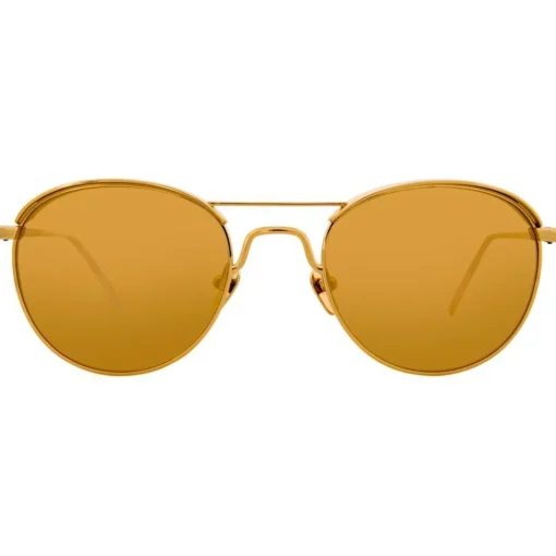Linda Farrow - 623 C1 Oval Sunglasses - Yellow Gold - Eyewear - Avvenice