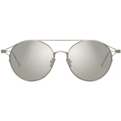 Linda Farrow - 825 C2 Oval Sunglasses - White Gold - Eyewear - Avvenice