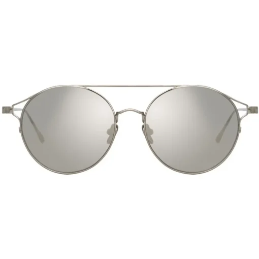 Linda Farrow - 825 C2 Oval Sunglasses - White Gold - Eyewear - Avvenice