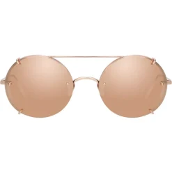 Linda Farrow - 730 C3 Oval Sunglasses - Rose Gold - Eyewear - Avvenice