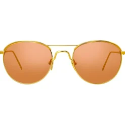 Linda Farrow - 623 C4 Oval Sunglasses - Yellow Gold - Eyewear - Avvenice^ Sunglasses & Eyewear