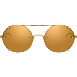Linda Farrow - 730 C1 Oval Sunglasses - Yellow Gold - Eyewear - Avvenice^ Sunglasses & Eyewear