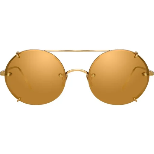 Linda Farrow - 730 C1 Oval Sunglasses - Yellow Gold - Eyewear - Avvenice^ Sunglasses & Eyewear