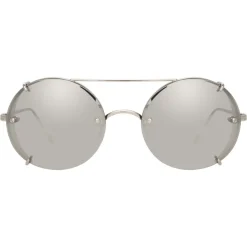 Linda Farrow - 730 C2 Oval Sunglasses - White Gold - Eyewear - Avvenice^ Sunglasses & Eyewear