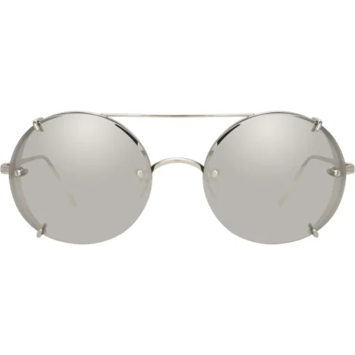 Linda Farrow - 730 C2 Oval Sunglasses - White Gold - Eyewear - Avvenice^ Sunglasses & Eyewear
