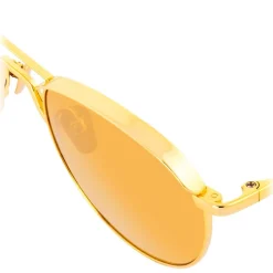Linda Farrow - 623 C1 Oval Sunglasses - Yellow Gold - Eyewear - Avvenice