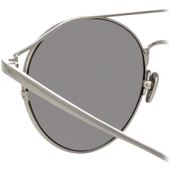 Linda Farrow - 825 C2 Oval Sunglasses - White Gold - Eyewear - Avvenice