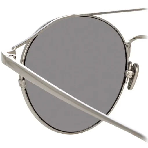 Linda Farrow - 825 C2 Oval Sunglasses - White Gold - Eyewear - Avvenice
