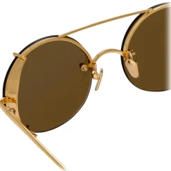 Linda Farrow - 730 C1 Oval Sunglasses - Yellow Gold - Eyewear - Avvenice^ Sunglasses & Eyewear