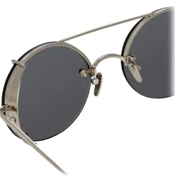 Linda Farrow - 730 C2 Oval Sunglasses - White Gold - Eyewear - Avvenice^ Sunglasses & Eyewear