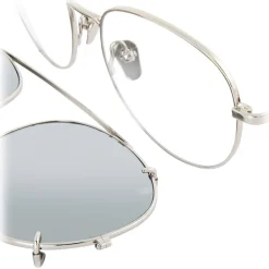 Linda Farrow - 646 C2 Oval Sunglasses - White Gold - Eyewear - Avvenice