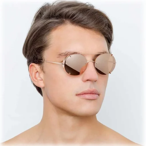 Linda Farrow - 730 C3 Oval Sunglasses - Rose Gold - Eyewear - Avvenice