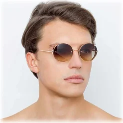 Linda Farrow - 730 C7 Oval Sunglasses - Rose Gold - Eyewear - Avvenice^ Sunglasses & Eyewear