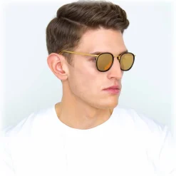 Linda Farrow - 562 C13 Oval Sunglasses - Black - Eyewear - Avvenice