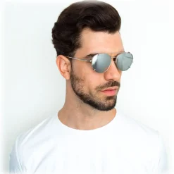 Linda Farrow - 646 C2 Oval Sunglasses - White Gold - Eyewear - Avvenice