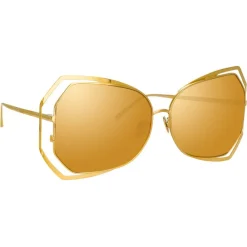 Linda Farrow - 695 C1 Oversized Sunglasses - Yellow Gold - Eyewear - Avvenice