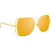 Linda Farrow - 590 C1 Oversized Sunglasses - Gold - Eyewear - Avvenice