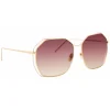 Linda Farrow - 350 C15 Oversized Sunglasses - White & Yellow Gold - Eyewear - Avvenice