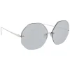 Linda Farrow - 567 C2 Oversized Sunglasses - White Gold - Eyewear - Avvenice^ Sunglasses & Eyewear