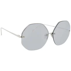 Linda Farrow - 567 C2 Oversized Sunglasses - White Gold - Eyewear - Avvenice^ Sunglasses & Eyewear
