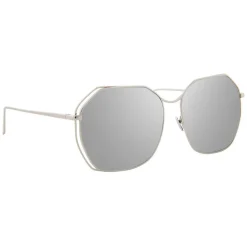 Linda Farrow - 350 C12 Oversized Sunglasses - White Gold - Eyewear - Avvenice^ Sunglasses & Eyewear