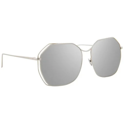 Linda Farrow - 350 C12 Oversized Sunglasses - White Gold - Eyewear - Avvenice^ Sunglasses & Eyewear