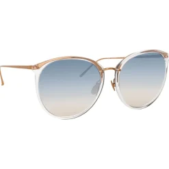 Linda Farrow - 747 C16 Oversized Sunglasses - Clear Gold - Eyewear - Avvenice^ Sunglasses & Eyewear