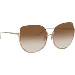 Linda Farrow - 847 C6 Oversized Sunglasses - Light Gold - Eyewear - Avvenice^ Sunglasses & Eyewear