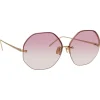 Linda Farrow - 567 C10 Oversized Sunglasses - Light Gold - Eyewear - Avvenice