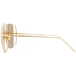 Linda Farrow - 590 C1 Oversized Sunglasses - Gold - Eyewear - Avvenice