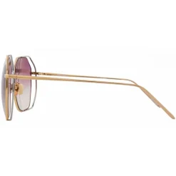 Linda Farrow - 350 C15 Oversized Sunglasses - White & Yellow Gold - Eyewear - Avvenice