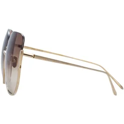 Linda Farrow - 847 C6 Oversized Sunglasses - Light Gold - Eyewear - Avvenice^ Sunglasses & Eyewear