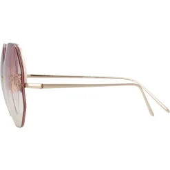 Linda Farrow - 567 C10 Oversized Sunglasses - Light Gold - Eyewear - Avvenice