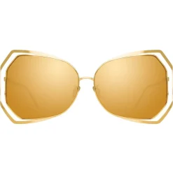 Linda Farrow - 695 C1 Oversized Sunglasses - Yellow Gold - Eyewear - Avvenice