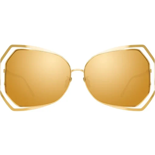 Linda Farrow - 695 C1 Oversized Sunglasses - Yellow Gold - Eyewear - Avvenice