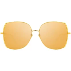 Linda Farrow - 590 C1 Oversized Sunglasses - Gold - Eyewear - Avvenice