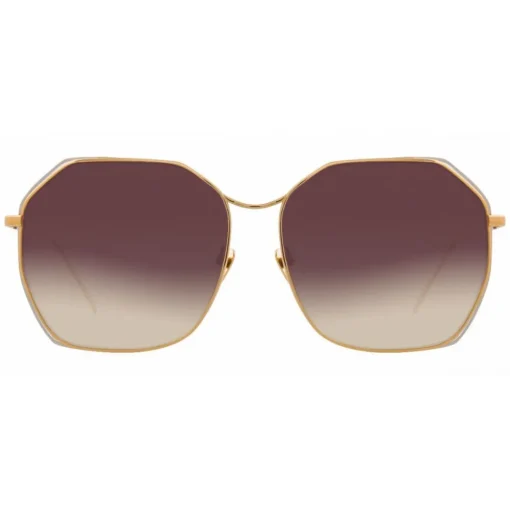 Linda Farrow - 350 C15 Oversized Sunglasses - White & Yellow Gold - Eyewear - Avvenice