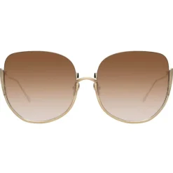 Linda Farrow - 847 C6 Oversized Sunglasses - Light Gold - Eyewear - Avvenice^ Sunglasses & Eyewear