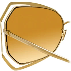 Linda Farrow - 695 C1 Oversized Sunglasses - Yellow Gold - Eyewear - Avvenice