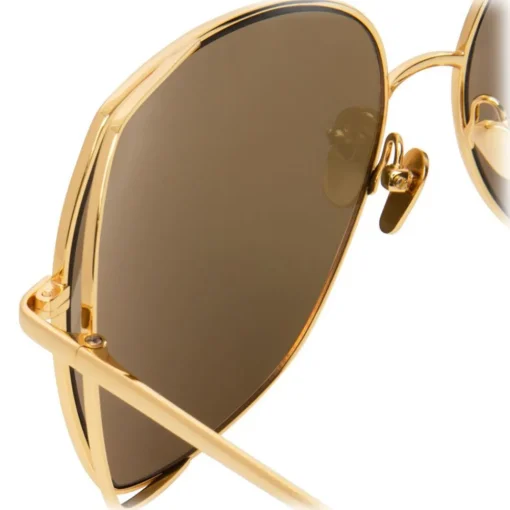 Linda Farrow - 590 C1 Oversized Sunglasses - Gold - Eyewear - Avvenice