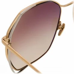 Linda Farrow - 350 C15 Oversized Sunglasses - White & Yellow Gold - Eyewear - Avvenice