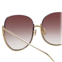 Linda Farrow - 847 C6 Oversized Sunglasses - Light Gold - Eyewear - Avvenice^ Sunglasses & Eyewear