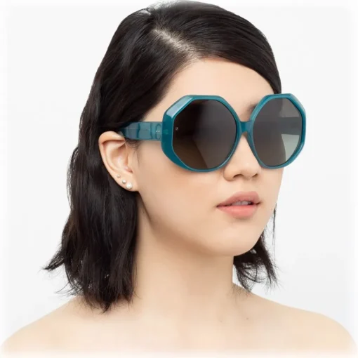 Linda Farrow - 780 C7 Oversized Sunglasses - Turquoise - Eyewear - Avvenice^ Sunglasses & Eyewear