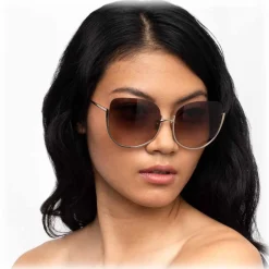 Linda Farrow - 847 C6 Oversized Sunglasses - Light Gold - Eyewear - Avvenice^ Sunglasses & Eyewear