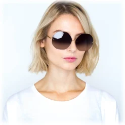 Linda Farrow - 567 C4 Oversized Sunglasses - Gold - Eyewear - Avvenice
