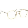 Linda Farrow - 743 C9 Rectangular Optical Frames - White Gold and Yellow Gold - Eyewear - Avvenice
