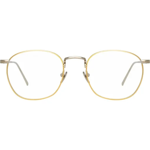 Linda Farrow - 743 C9 Rectangular Optical Frames - White Gold and Yellow Gold - Eyewear - Avvenice