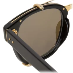 Linda Farrow - 584 C1 Rectangular Sunglasses - Black - Eyewear - Avvenice^ Sunglasses & Eyewear